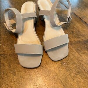Beige - nude summer sandal with chunky heal